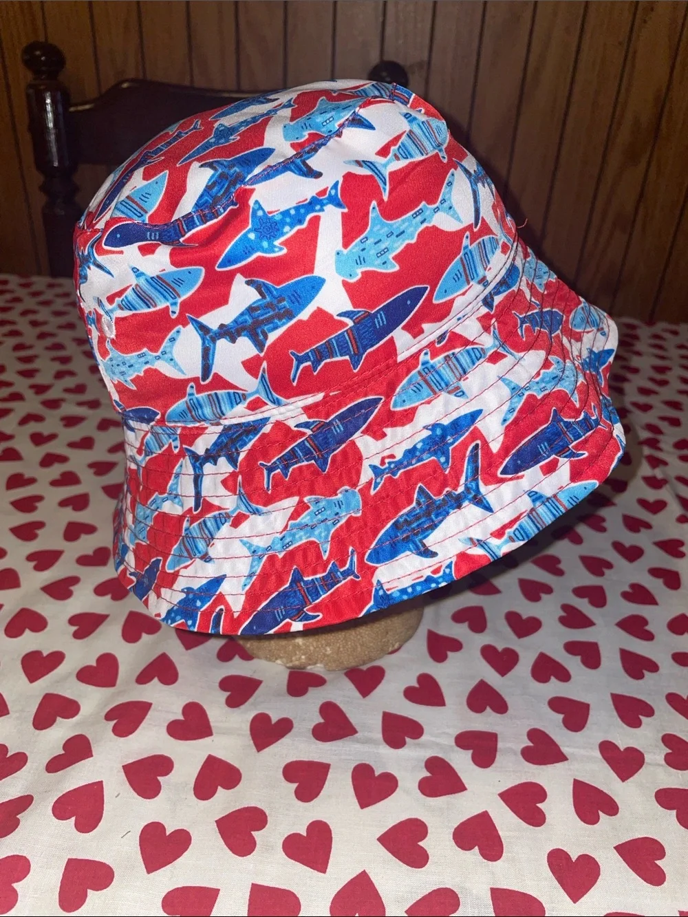 Super cute red, white & blue UV skinz sun bucket hat (youth)
